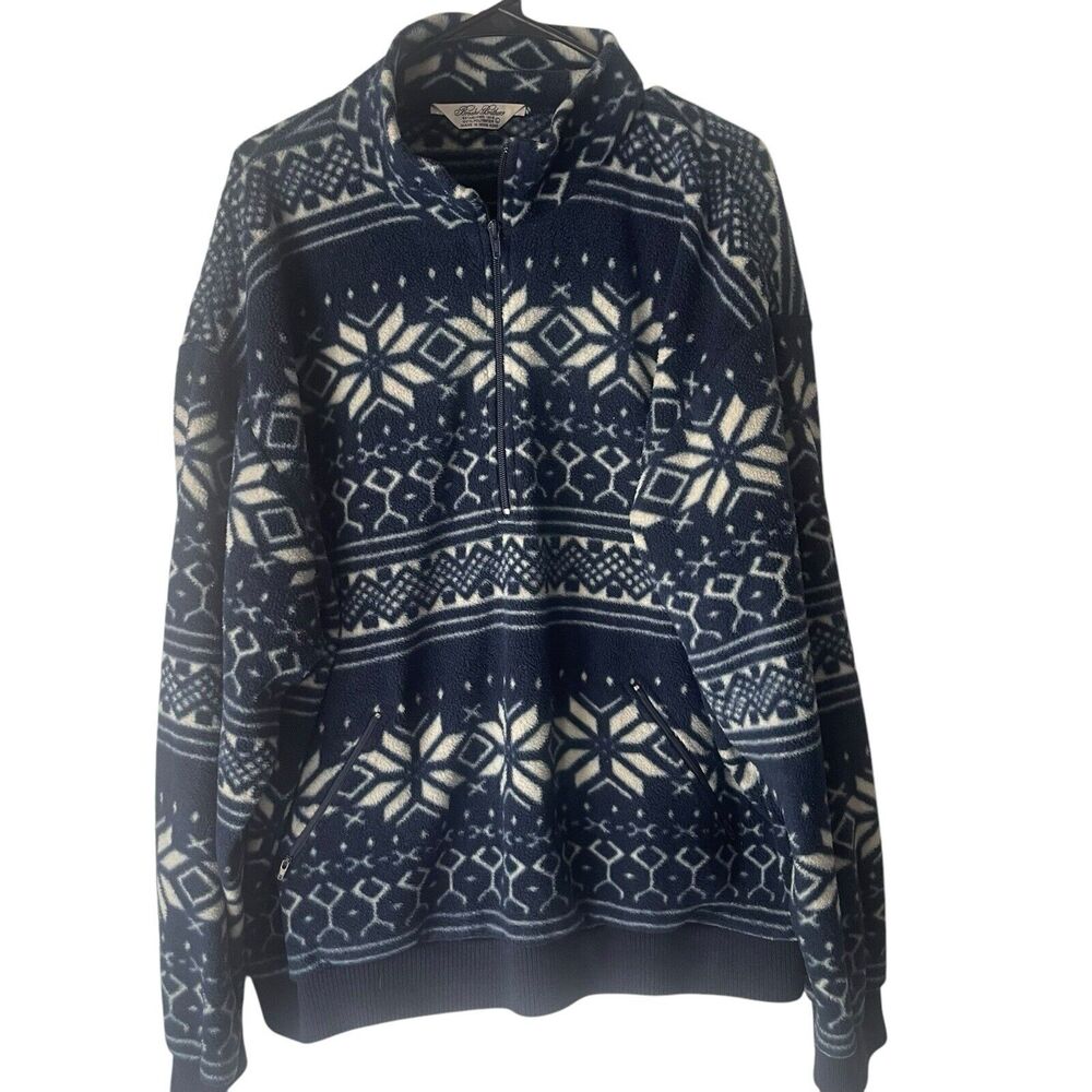 Brooks Brothers Men's Size Large Blue Fair‎ Isle Half Zip Pullover Sweater